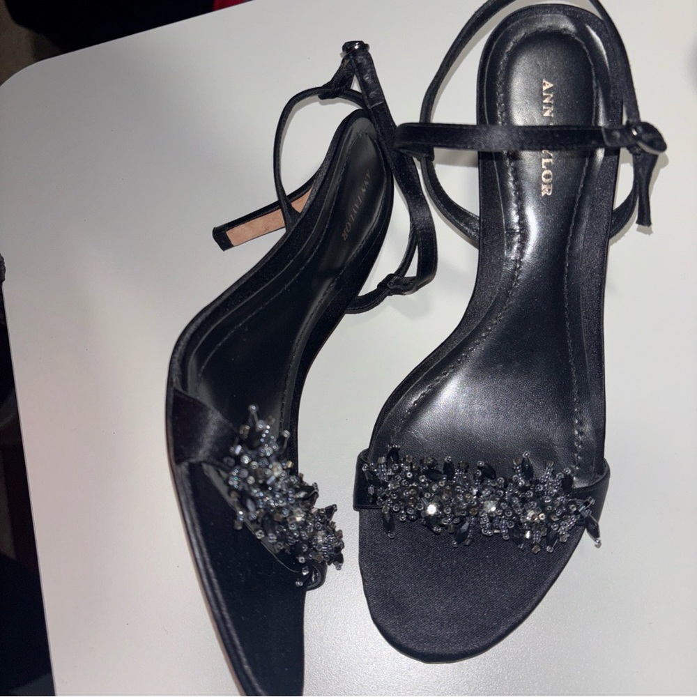 Ann Taylor Black Heels with Embellishments